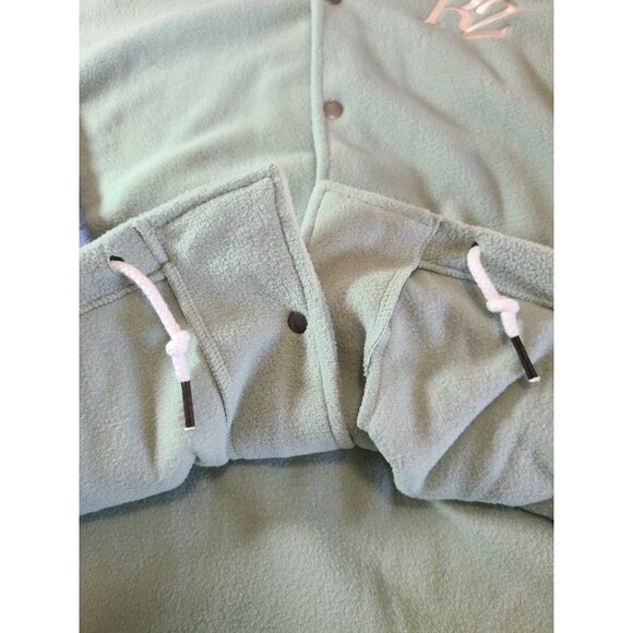 Round Two Fleece Snap Jacket M – Green Blue R2 Logo, Lightweight Pullover, NWT - Picture 6 of 9